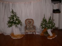 Backdrop, flower arrangements for photo shoot at matric ball